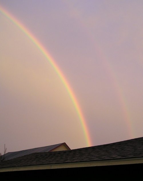 Double Rainbow over the garage.